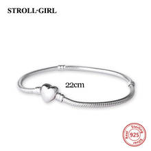 Strollgirl 100% 925 Sterling Silver 22cm Luxury Snake Chain DIY pandora Charm Authentic Bracelet Fashion Jewelry making gifts 2024 - купить недорого