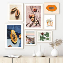 Тропический плакат растений в скандинавском стиле, папайя, персики, холст, картина, современные настенные художественные картины для кухни, домашний декор 2024 - купить недорого