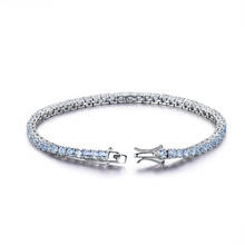 AIYANISHI-pulsera de tenis de Plata de Ley 925 para mujer, pulseras de Topacio azul cielo de 3mm, joyería de diamante Sona, joyería de boda para fiesta 2024 - compra barato