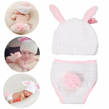 2Pcs/Set Baby Newborn Photography Props Cute Rabbit Ears Costume Cartoon Knit Hat Pant Suit Infant Photo Shoot Accessories 2024 - buy cheap