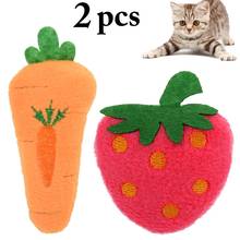 Juguete interactivo con forma de fresa para gato, hierba gatera de juguete para masticar, hierba gatera, con garras, para zanahoria, 2 unidades 2024 - compra barato