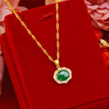 Moda 24k banhado a ouro colar para mulher verde esmeralda pedra preciosa clavícula zircão pingente colar chocker jóias presentes 2024 - compre barato