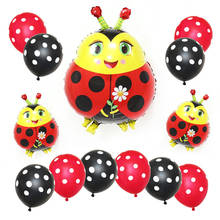 Balões metalizados de desenho animado, bee, ladybug, crianças, decoração de festa de feliz aniversário, conjunto de balões de látex, chá de bebê, casamento, suprimentos, crianças 2024 - compre barato