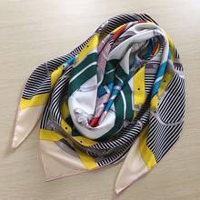 Bufandas de seda con estampado de cinturones para mujer, chal de moda, Foulard, 100% 2024 - compra barato