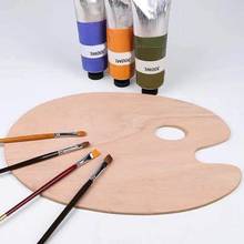 Wooden Artists Palette with Thumb Hole Oil Painting Acrylics Paint Oval Painting Palette Tray for Adult 3 Sizes 2024 - buy cheap