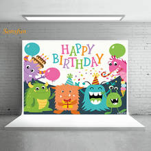 LEVOO Photography Background Birthday Monsters Cartoon Balloons Photographic Backdrop Photo Background Shoot Props Photophone 2024 - buy cheap