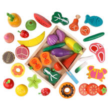 Montessori educação brinquedos de corte de madeira cozinhar conjuntos alimentos madeira magnética legumes frutas fingir jogar kits cozinha brinquedo para o miúdo 2024 - compre barato