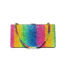 2021 bling elegante bolsa de noite feminina arco-íris festa crossbody bolsa de embreagem casamento diamante luxo designer 2024 - compre barato