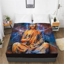 Sábana bajera 3D de 160x20/150x20/200x200, ropa de cama con banda elástica, Funda de colchón, ropa de cama, ropa de cama de Buda dorado 2024 - compra barato