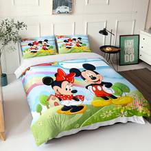 Fronha de travesseiro mickey mouse, jogo de cama para crianças e adultos, cobertura de edredom sem lençol, queen e preto e branco 2024 - compre barato