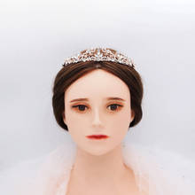Tocado de novia dorado y plateado, tiaras y coronas de cristal, tiara de novia, accesorios para el cabello, corona de boda superior 2024 - compra barato