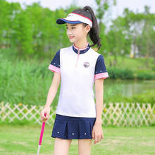 Ropa de Golf para niños, camiseta de manga corta, Falda plisada, conjunto de uniforme de equipo deportivo para exteriores de verano 2024 - compra barato