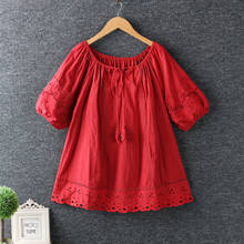 Sweet Fresh With Hollow Embroidery Shirt Blouse 2020 Summer Japanese Female Loose Casual Short Sleeve Blouse 2024 - buy cheap