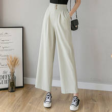 Women's Chiffon High Waist Wide Leg Pants Summer Black Simple Ladies Fashion Trousers 2020 NEW Loose With Button Female Trouser 2024 - buy cheap