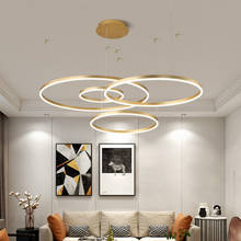 Candelabro Led de marco dorado para sala de estar, accesorios de comedor, candelabro de techo acrílico, iluminación de 20, 40, 60 y 80cm 2024 - compra barato