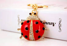 Ladybug Handmade Rhinestone Jewelry Cute Bling Crystal keychain For Women Car Pendant Girl Statement Bag Key Chains Ring 2024 - buy cheap