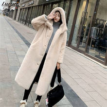 Luzuzi 2020 Autumn winter new women fur coat high quality imitation mink fur thicken long hooded plus size plush fur coat female 2024 - buy cheap