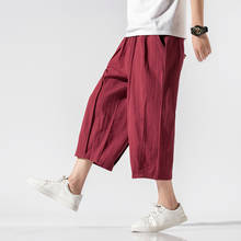 2021 Linen Cotton Men Summer Shorts Hip Hop Shorts Men Harem Short Pants r Harajuku Loose Mens Shorts 2024 - buy cheap