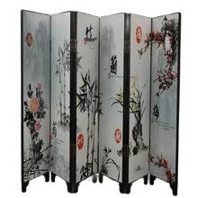 Decorated Lacquer Draw Plum Blossoms Orchid Bamboo Chrysanthemum 6 Side Screen 2024 - buy cheap