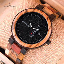 Zegarek BOBO BIRD-Reloj de pulsera de madera para hombre y Mujer, cronógrafo de cuarzo con correa de madera colorida, calendario semanal 2024 - compra barato