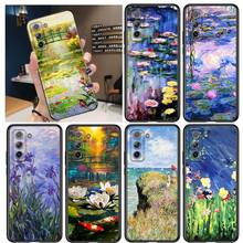 Monet Garden Lotus Bridge for Samsung Galaxy S21 Ultra Plus Note 20 10 9 8  S10 S9 S8 S7 S6 Edge Plus Black Phone Case 2024 - buy cheap