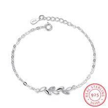 New Simple Fashion 925 Sterling Silver Leaves Chian Bracelet For Women Jewelry pulseira S-B46 2024 - buy cheap