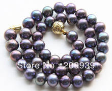 free shipping Natural 10mm rainbow-black freshwater pearls necklace 2024 - buy cheap