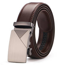 Cinturón de cuero marrón para hombre, marca de lujo, a la moda, hebilla automática, trinquete, cómodo, con clic 2024 - compra barato