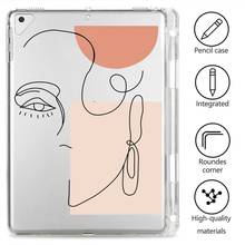 Abstract Line Face for iPad Air 4 Case With Pen Holder Clear Soft Cover iPad 5th 6th 7th Generation Mini 2 5 For iPad 10.2 2020 2024 - buy cheap