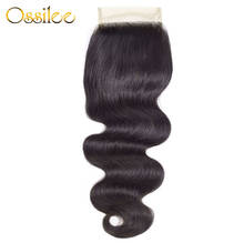 Ossilee-extensiones de cabello humano Remy, accesorio capilar ondulado con cierre de encaje, 4x4, 8-20 pulgadas 2024 - compra barato