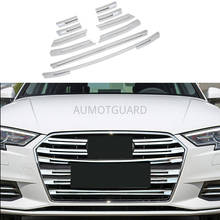 10PCS/SET  ABS Chrome Car Front Air Grille Trim Strips For Audi A3 2017 Auto Bumper Decorative Sequins Sticker Car Styling 2024 - buy cheap