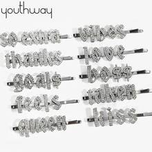 INS Chic Rhinestone letter word haipins Personalized Gothic vibes queen kiss Crystal hair clips Bling Bridal Styling Barrette 2024 - buy cheap