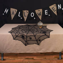 Halloween Black Lace Spider Web Fireplace Mantel Party Scarf Tablecloth Horror Props Halloween Party Decoration 2024 - buy cheap