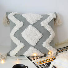 Capa de almofada decorativa 45x45cm, 2 peças, cojines decorativos, sofá marrocos, geométrico, preto e branco, com borla acolchoada, natal, fronha de travesseiro 2024 - compre barato