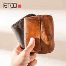 AETOO Leather driver's license card bag, vintage handmade coin purse, vegetable tanned leather key bag 2024 - buy cheap