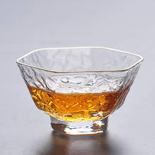 Taza de té Hexagonal creativa de estilo japonés, taza de té de cristal transparente, malla de martillo, taza de agua resistente al calor 2024 - compra barato