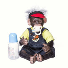 NPK DOLL 40CM Realistic bebe Reborn Doll Baby Monkey Orangutans Black 100% Handmade soft silicone vinyl and PP cotton dolls 2024 - buy cheap