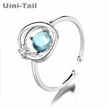 Uini-tail-anillo abierto de gran calidad para mujer, de Plata de Ley 925, con personalidad, de fantasía azul y planeta, a la moda 2024 - compra barato