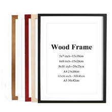 Moldura de madeira natural sólida a4 a3, preto, branco, vermelho e azul, porta-retrato com tapetes para montagem na parede, ferragens incluídas 2024 - compre barato
