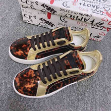 Ladies Leopard Print Casual Shoes Flat Lace Up Golden Sole Zapato Tenis De Seguridad Mujer Shoes for Women Sneakers Luxury Brand 2024 - buy cheap