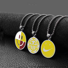 Fashion Titanium Steel Yellow Round Pendant Stainless Steel Round Sign Pendant Trendy Sweater Chain Hot Sale 2024 - buy cheap