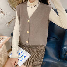 Knitted Sweater Vest Women 2020 Autumn Korean Style Vintage Single Breasted V Neck Sleeveless Cardigan Sweaters Tank Tops T536 2024 - buy cheap