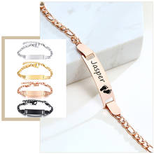 Personalize Engrave Baby Name Birthday Date Bracelet Figaro Link Chain Smooth Bangle No Allergy Custom Gifts Jewelry 2024 - buy cheap