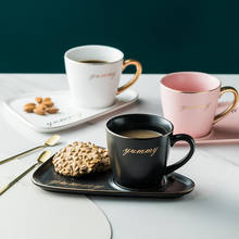 Taza y platillo de café Phnom Penh con cuchara, vajilla de té de la tarde Dim Sum, bandeja creativa ligera de lujo, taza de café de estilo europeo 2024 - compra barato