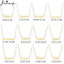 Jisensp colar em aço inoxidável com pingente de letras do zodíaco, virgo, escorpião, árvore, taurus, inglês 12, constelações, presentes bff 2024 - compre barato