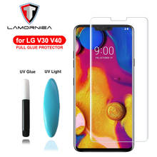 Lamorniea 100D Ультрафиолетовый жидкий Полный Клей закаленное стекло для LG V30 V40 V50 мобильный телефон УФ-защита для LG G7 G8 защита экрана 2024 - купить недорого
