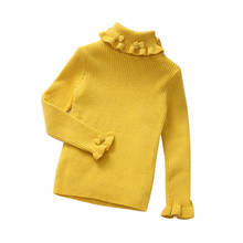 Sweater Kids Girls  Bow Turtleneck  Lapel Sweater Girls Turtleneck Solid Regular Baby Clothes  Knit Sweater Girl Fall Clothes 2024 - buy cheap