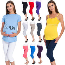 Pantalones recortados para mujer embarazada, pantalón informal de cintura alta, Color sólido 2024 - compra barato