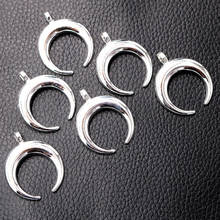 8pcs  Silver Plated Moon Charm Metal Pendants DIY Necklaces Bracelets Jewelry Handicraft Accessories 33*27mm P2230 2024 - buy cheap