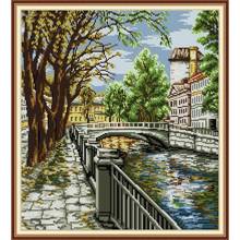 Stamped Cross Stitch Kits Waterside DMC 11CT 14CT Counted Printing Embroidery Cross-stitch Prited Embroidery for Needlework Sets 2024 - купить недорого